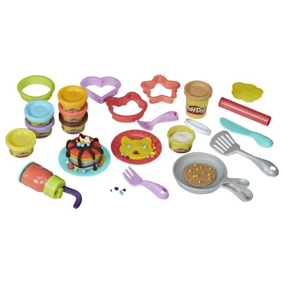 New Play-Doh Kitchen Creations Flip 'n Pancakes Playset 14-Piece Breakfast Toy - Picture 5 of 14